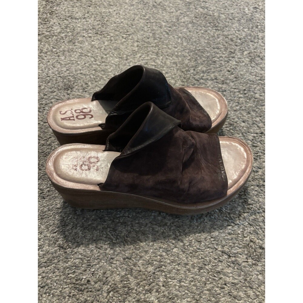 A.S. 98 Niels Leather Wedge Slide Sandals Women’s 37‎ US 6.5-7